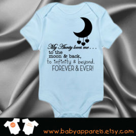 My Aunt Loves me to the moon and back, forever and ever baby Bodysuit