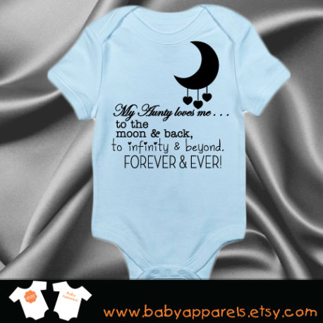 Blue - Black Aunty Moon and Back baby bodysuit