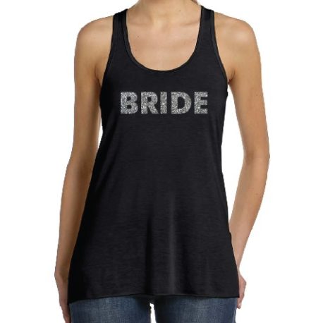 Bride-black-racerback tank tops-silver-giltter