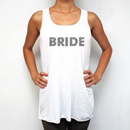 Bride-white-racerback tank tops-silver-giltter