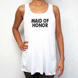 Maid of Honor-White-racerback tank tops-black-glitter