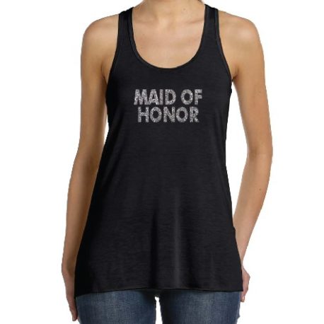 Maid of Honor-black-racerback tank tops-silver-glitter