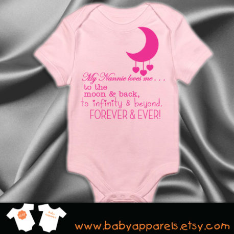 Nanny Loves you to the Moon and Back forever and ever baby bodysuit, Newborn