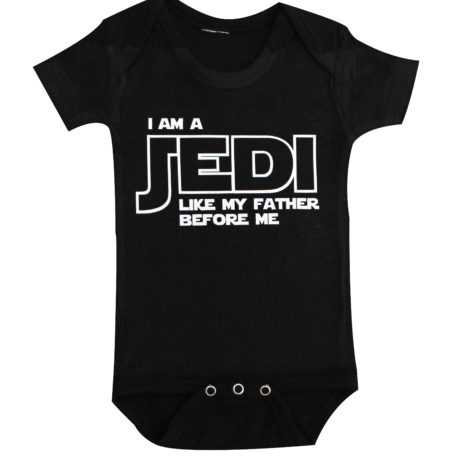 Star Wars Baby I am Jedi like my father before me black baby onesie