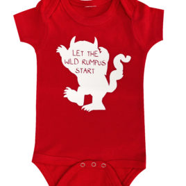 where the wild things are let the rumpus start red baby onesie